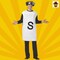 Salt Shaker Costume Funny White Tunic with S Print Headpiece Adult Halloween Party Outfit